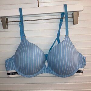 Tommy Hilfiger Strappy Back Push-Up Bra, Blue/White Stripes - Size 36B